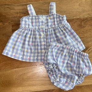Gap purple checkered poms top and bloomers